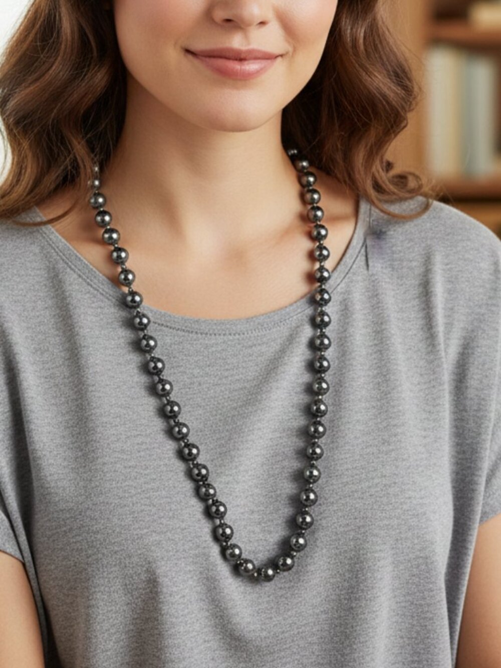 Hematite Necklace 30" New with Tag 95 grams